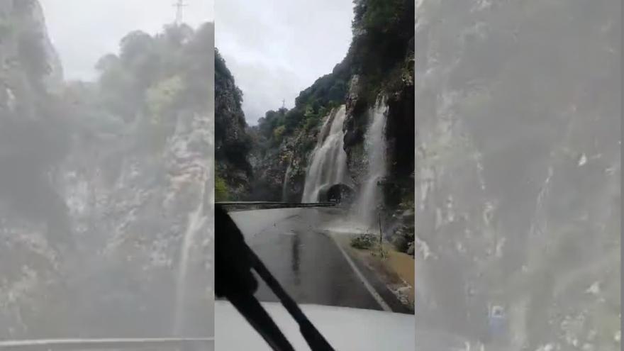 Túnel de Las Devotas en Aínsa este jueves con el paso de la borrasca Ciarán