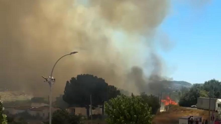 Declarado un incendio en el cauce del río Vinalopó en pleno casco urbano de Sax