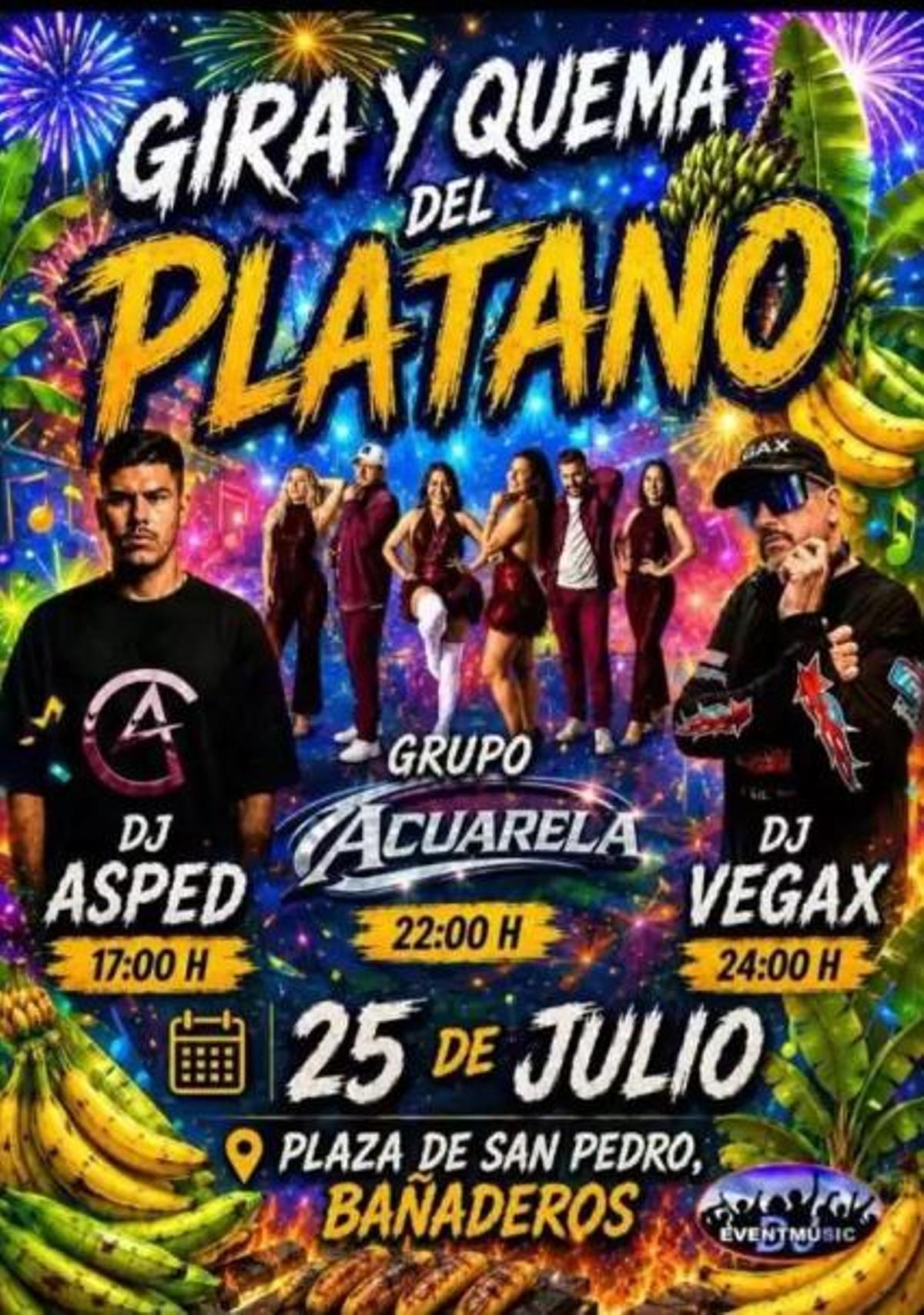 Cartel de la Gira y Quema del Plátano en Bañaderos.