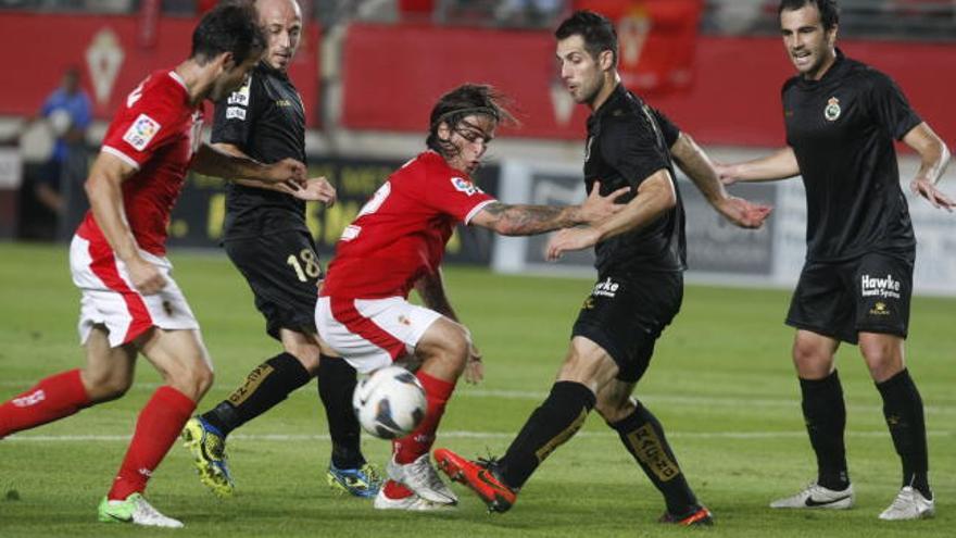 Imagen del partido de la primera vuelta entre Real Murcia y Racing de Santander