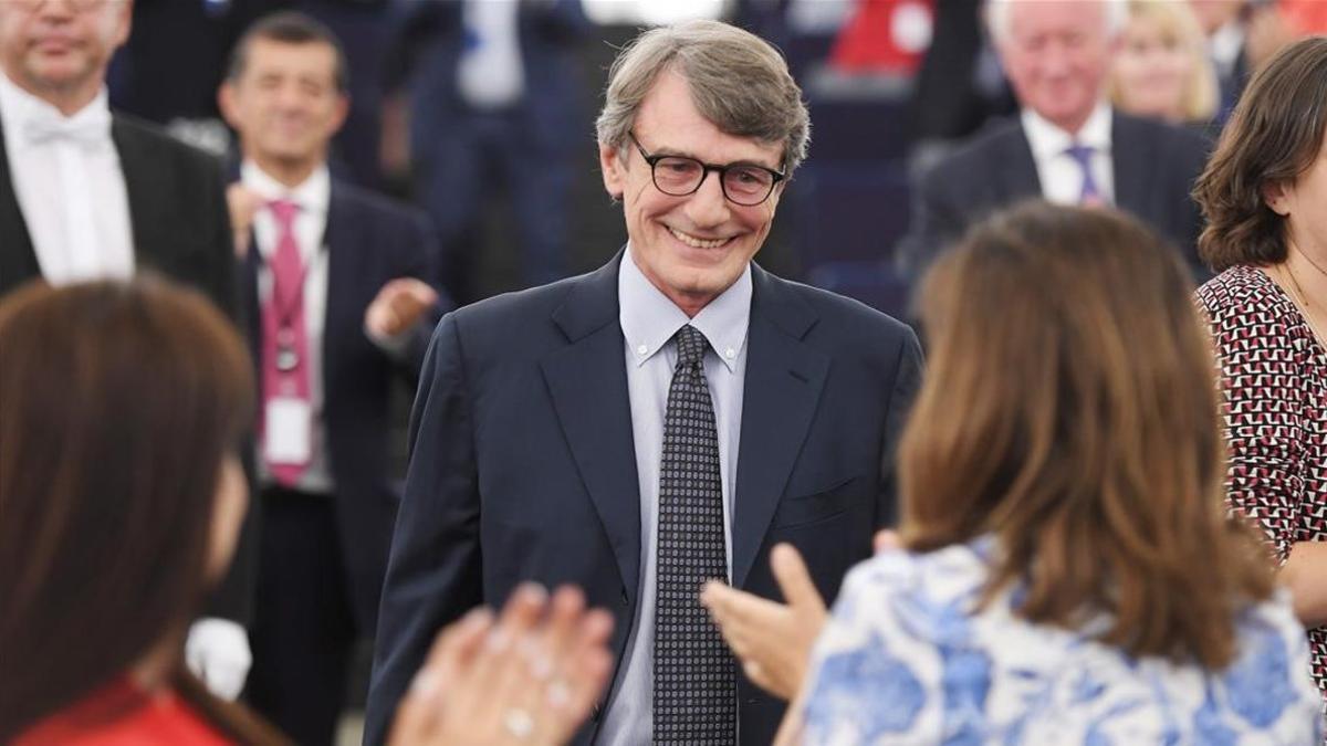 David Maria Sassoli tras ser elegido al frente del Europarlamento.