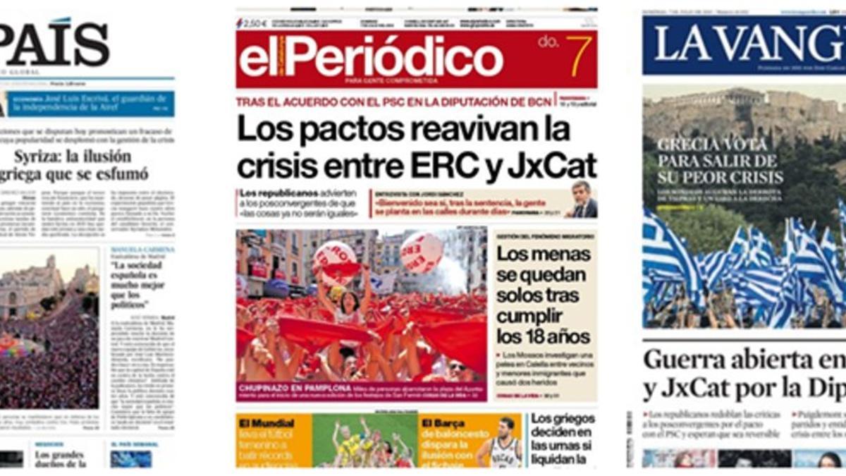 Portadas de los principales diarios de España