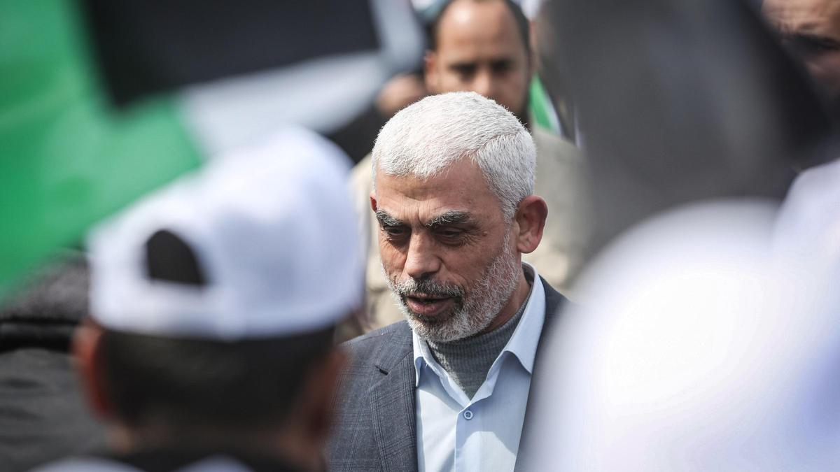 El líder de Hamás en la Franja, Yahya Sinwar, durante una manifestación en Gaza.
