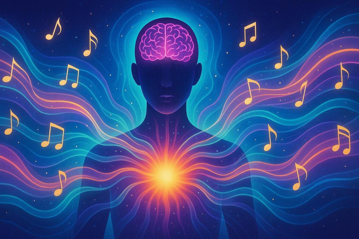 Representación artística de cómo la respiración de alta ventilación modula la actividad cerebral. La disminución del flujo sanguíneo en la corteza insular (el 'centro del yo') y la activación de áreas emocionales como la amígdala permiten alcanzar estados de consciencia expandida.