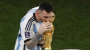 Leo Messi tras ganar el Mundial de Qatar 2022