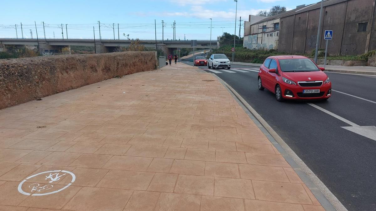 Paso de Rodamilans tras la ejecución de las obras de la red ciclopeatonal.
