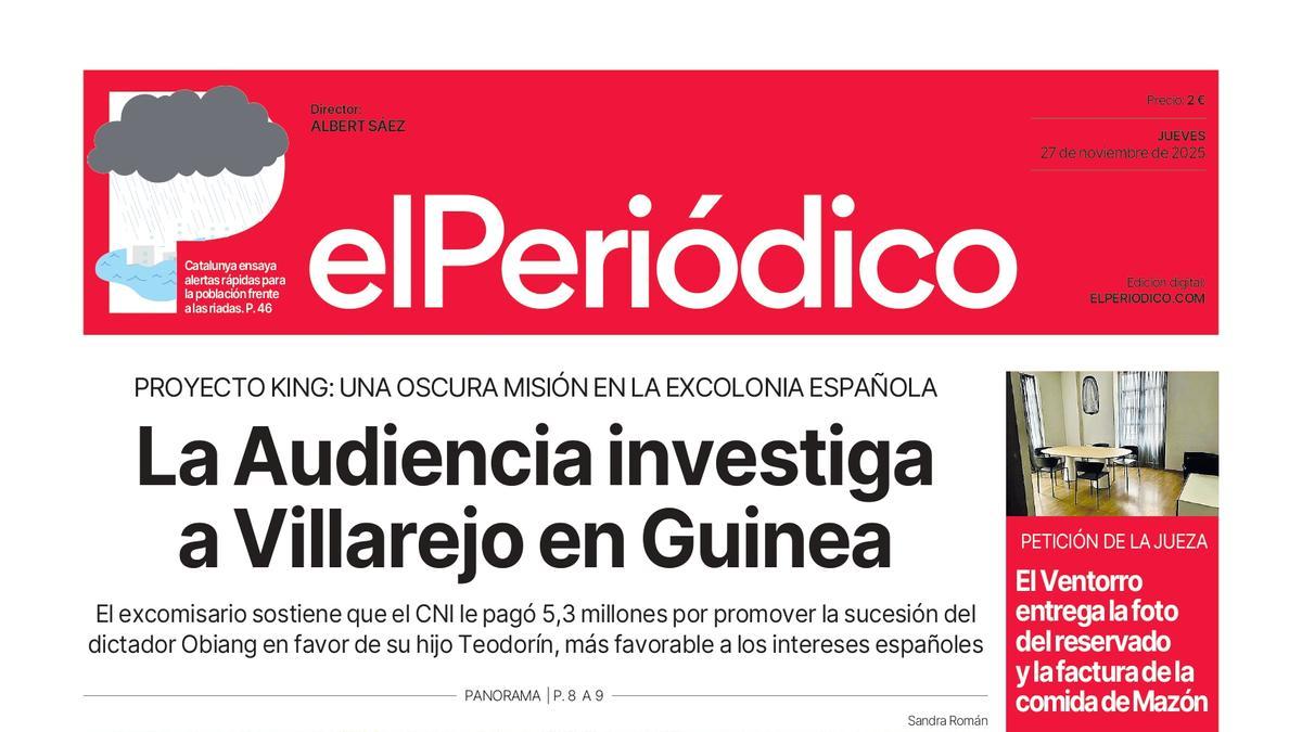 La portada de EL PERIÓDICO del 27 de noviembre de 2025