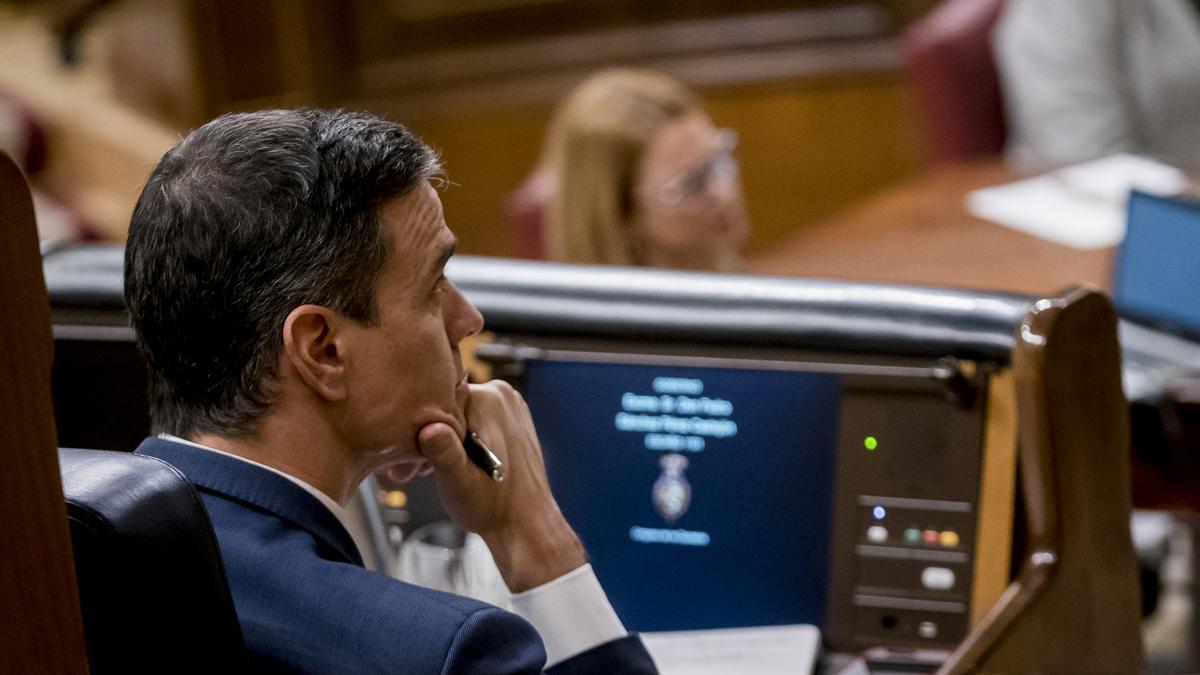 El presidente del Gobierno, Pedro Sánchez, durante una sesión plenaria en el Congreso de los Diputados.