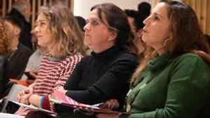 Jéssica Albiach, Gemma Tarafa y Candela López, este viernes en el consell nacional de los Comuns