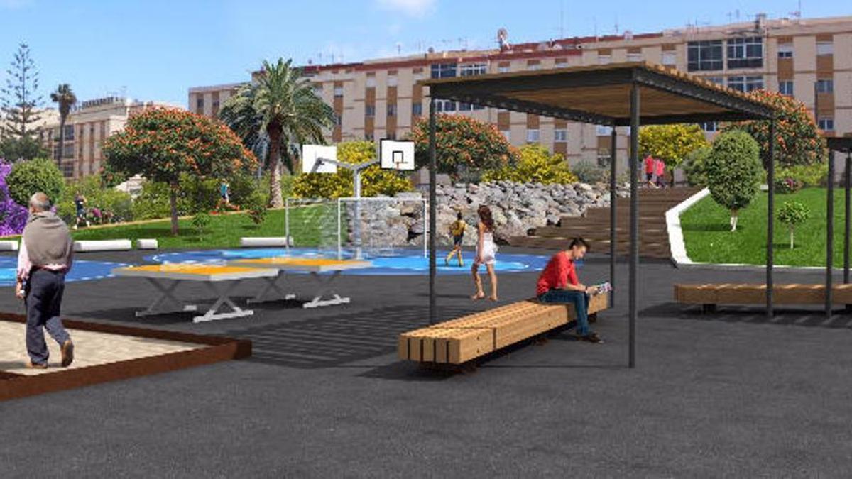 Infografía del nuevo parque deportivo de Lomo Blanco.