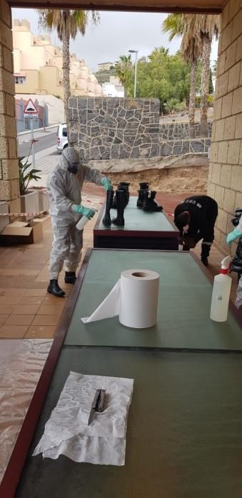 Coronavirus en Canarias | Los efectivos de la UME después de descontaminar el centro de Fasnia en Tenerife