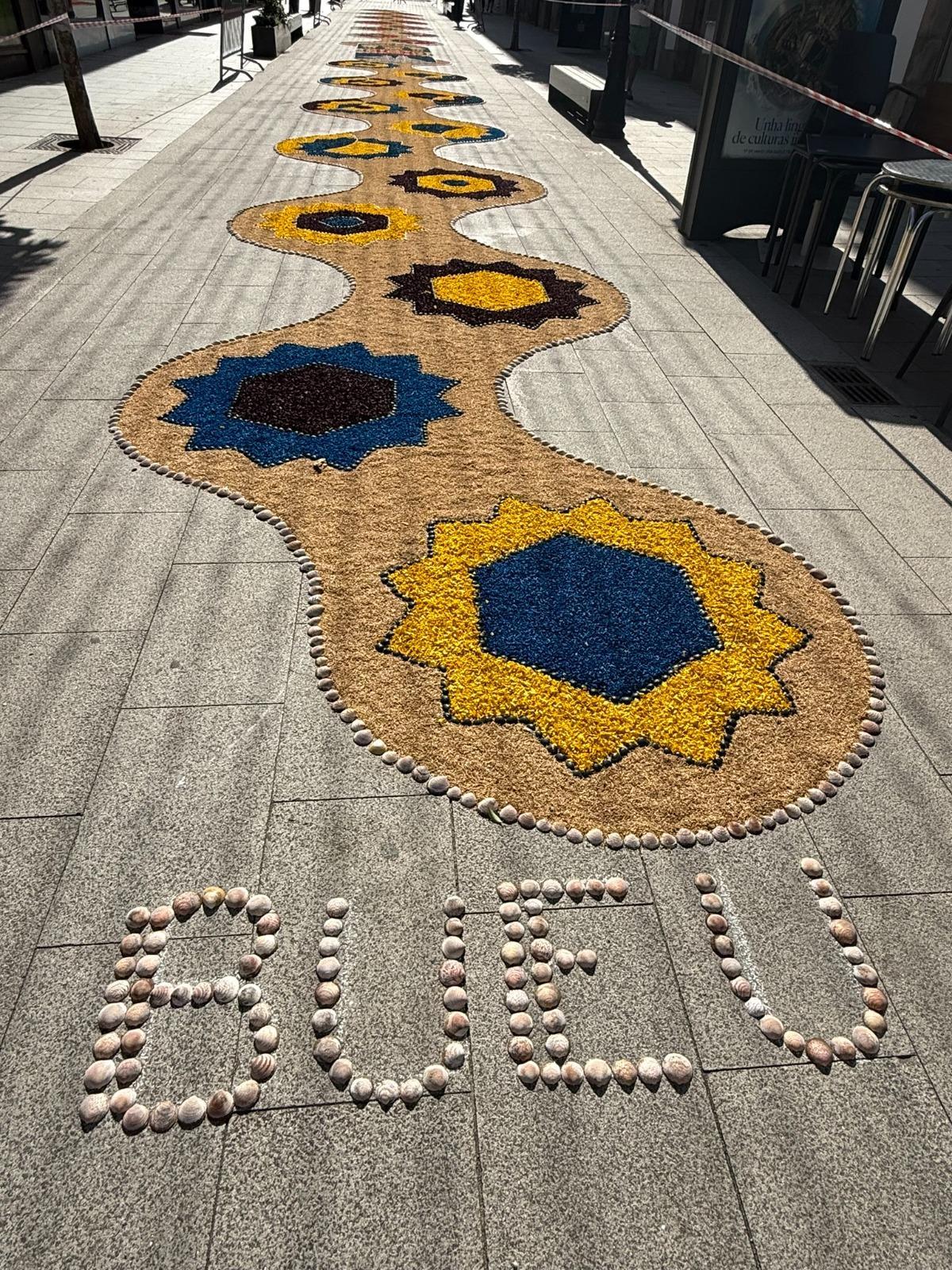 Los alfombristas de Cunchas e Flores, de Bueu, el Corpus San Paio 2026 en A Estrada