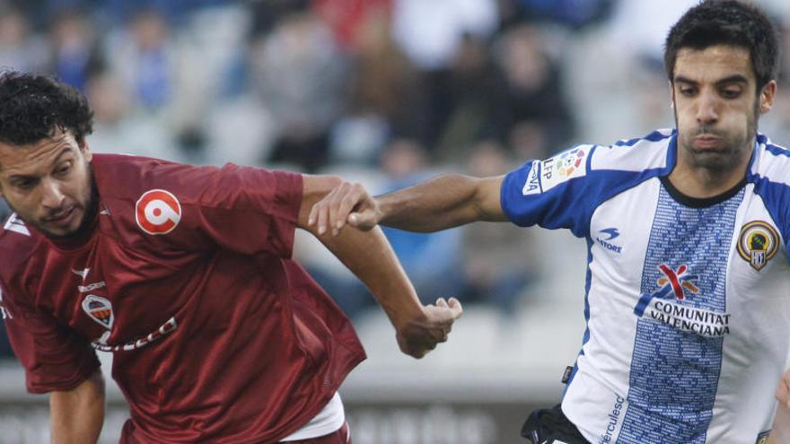 Sergio Mantecón y Joseba del Olomo, durante el Hércules-Castellón de 2010