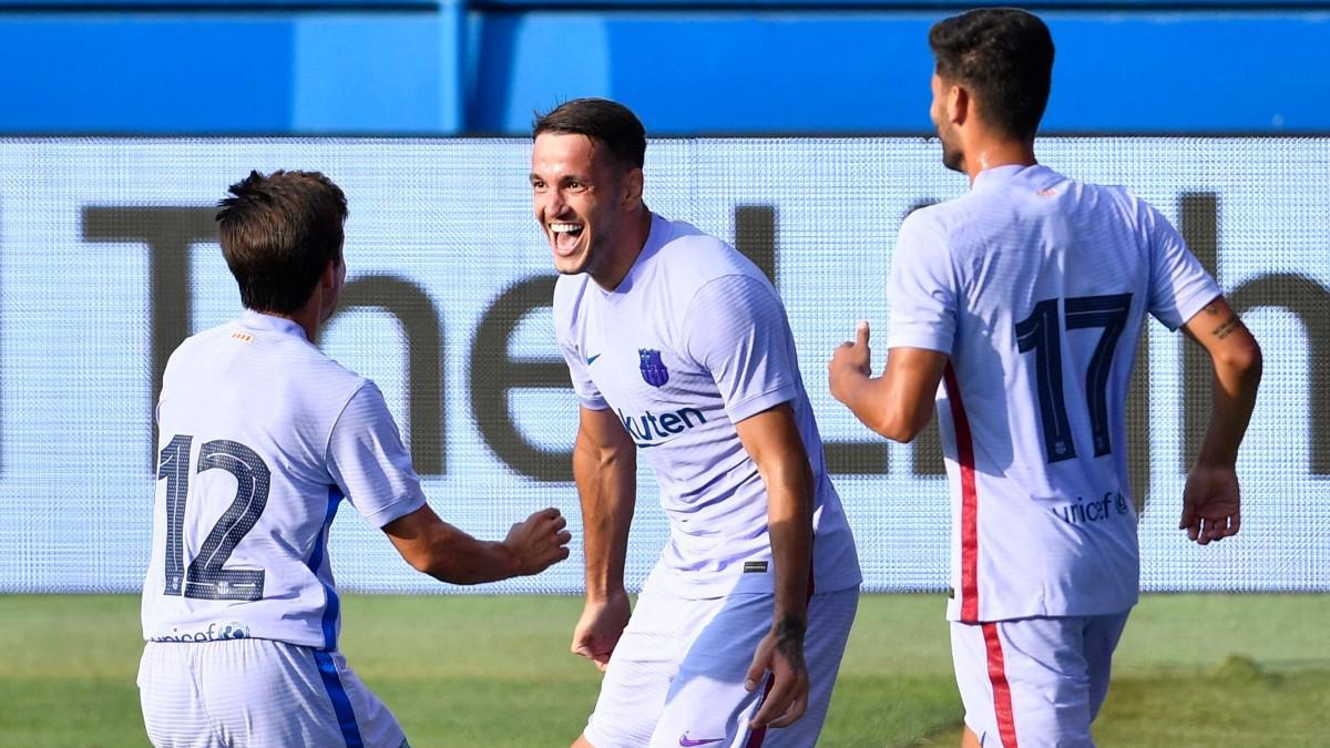 Rey Manaj celebra su gol ante el Girona