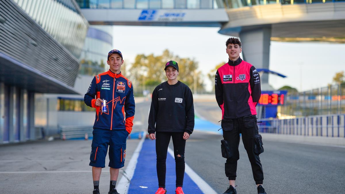 Pedro Acosta, Ana Carrasco y Fermín Aldeguer, hoy en Jerez