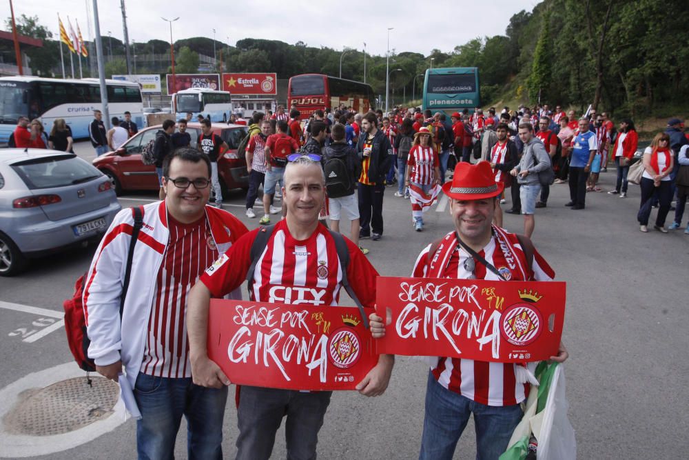 Sortida dels aficionats del Girona cap a Pamplona