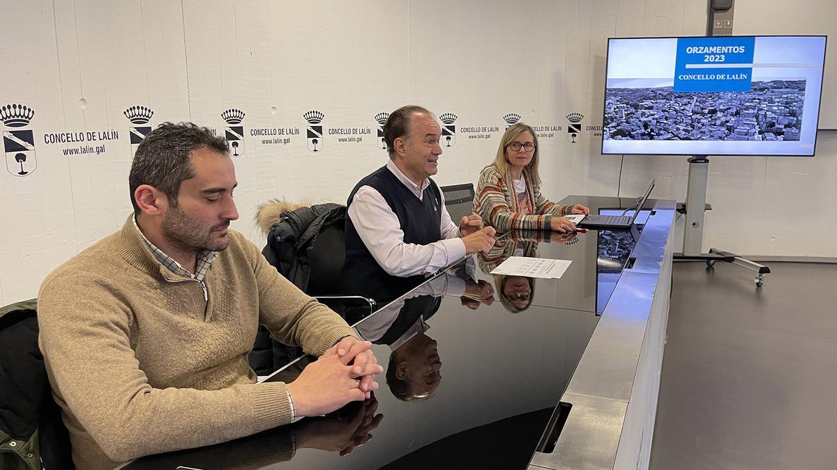 José Crespo presentó los presupuestos de 2023 junto a Paz Pérez y Pablo Areán.