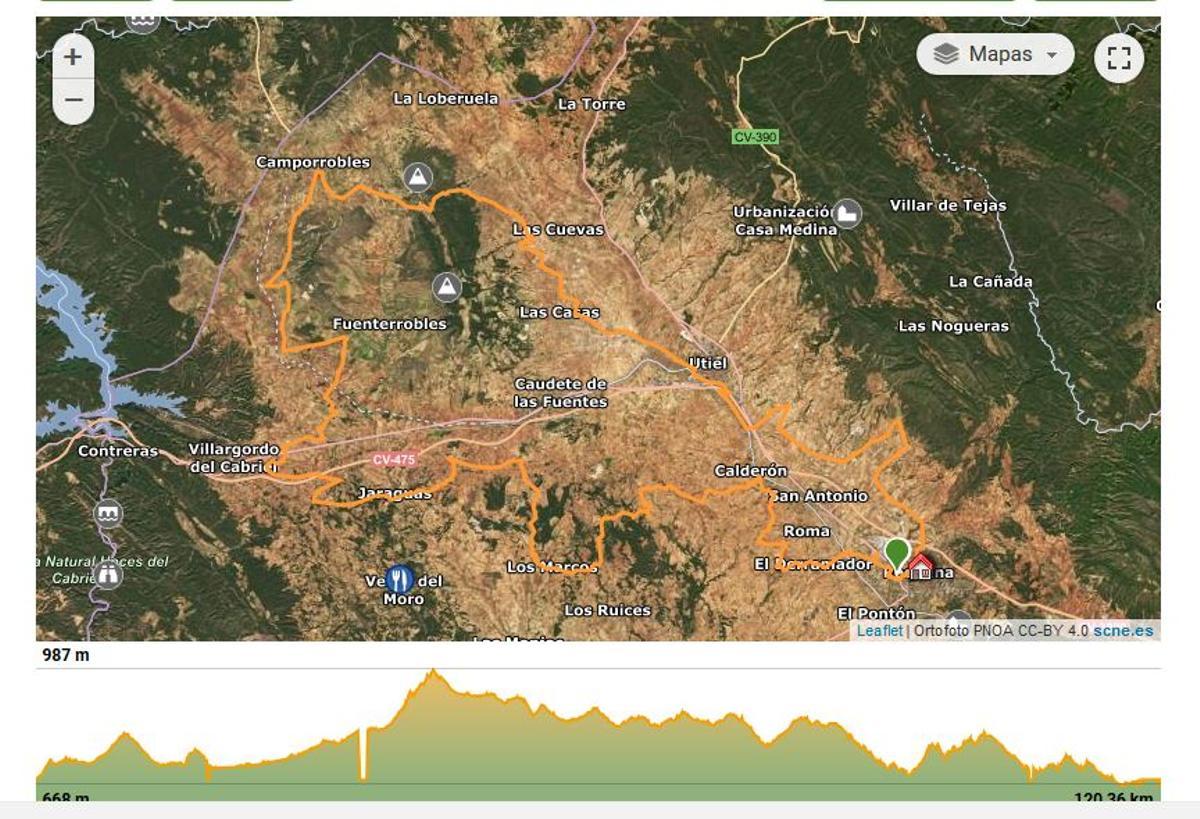 La ruta «long» consta de 110km con 1100m+, recorriendo gran parte de la comarca.