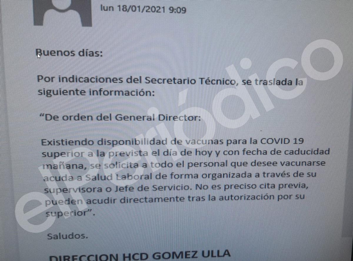 Electricistes abans que cardiòlegs en la vacunació de l’Hospital Gómez Ulla