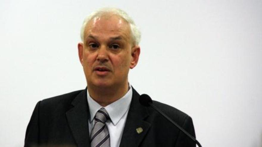 Robert Fauria durant la compareixença al Consell Comarcal de la Selva on va anunciar la seva dimissió per la imputació en el cas Manga | ACN