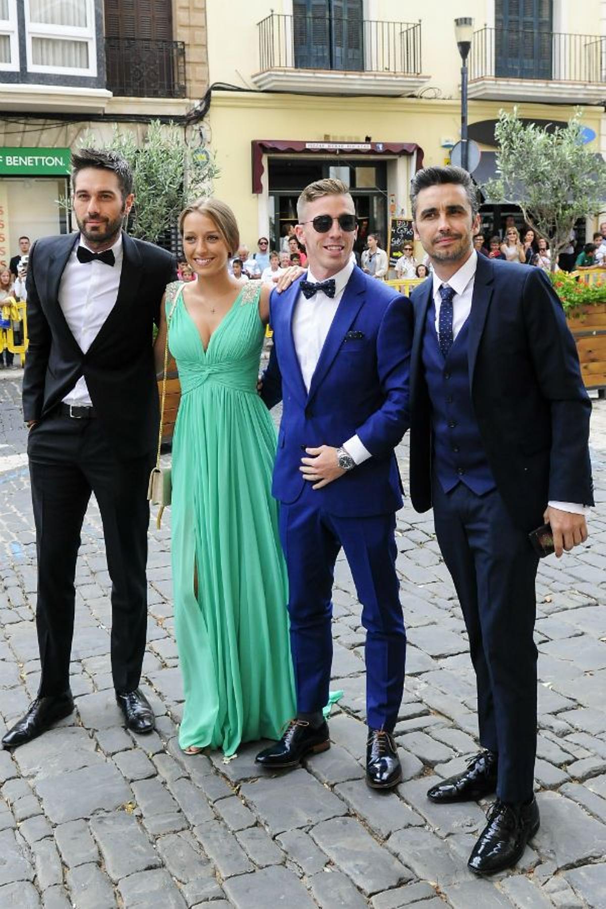 Dani Martinez, Canco Rodríguez e Iker Muniain en la boda de Sergio Llul y Almudena Cánovas
