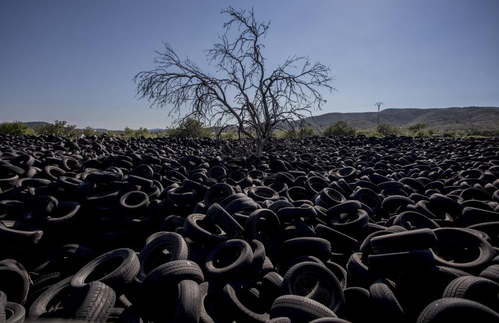 Cementerio de neumáticos en Chiva.