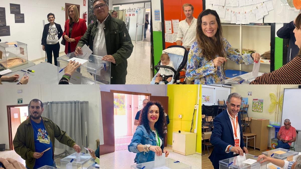 Los cinco candidatos a la alcaldía de Almendralejo ejerciendo el voto