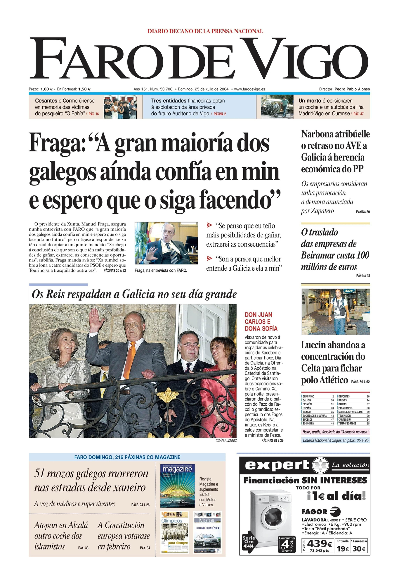 O Día de Galicia a través das portadas de FARO DE VIGO