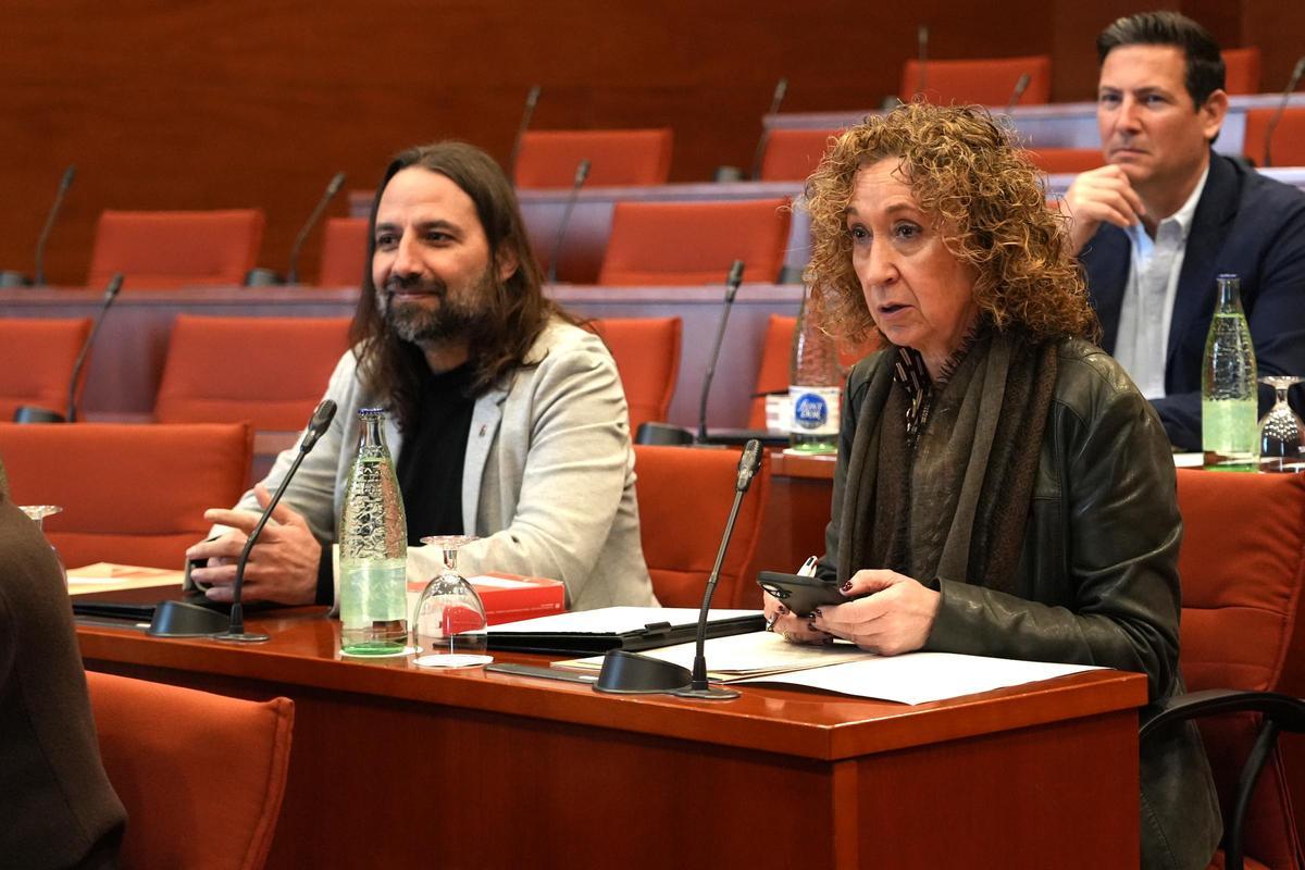 Los portavoces de ERC en el Parlament Jordi Albert y Ester Capella este martes en la Cámara.