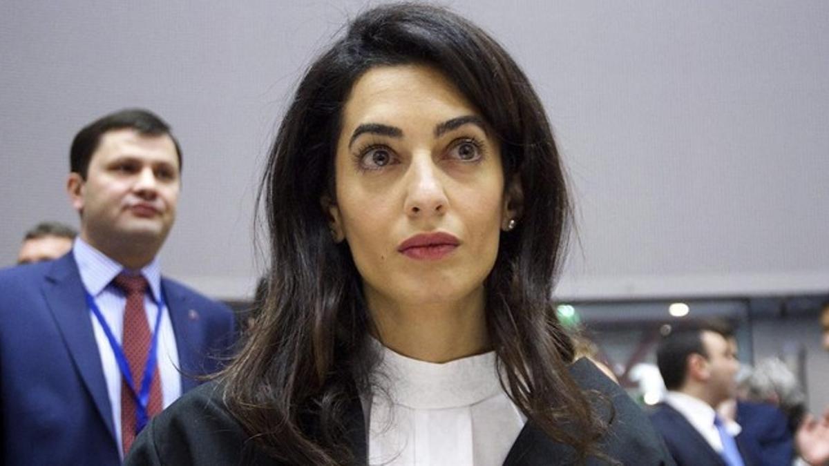 La letrada Amal Alamuddin Clooney este miércoles en el Tribunal Europeo de Derechos Humanos en Estrasburgo.