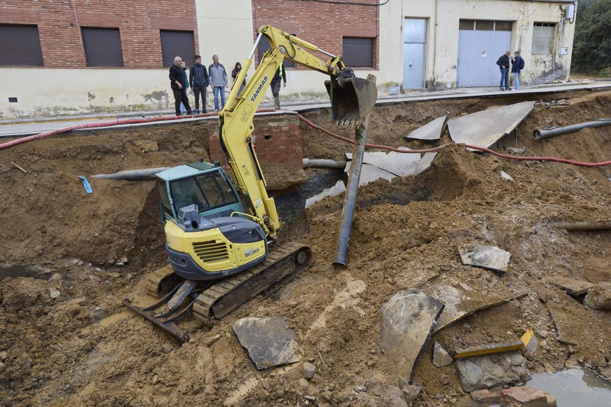 20260202 L'esfondrament parcial del carrer Pla de la Coma a Anglès,
