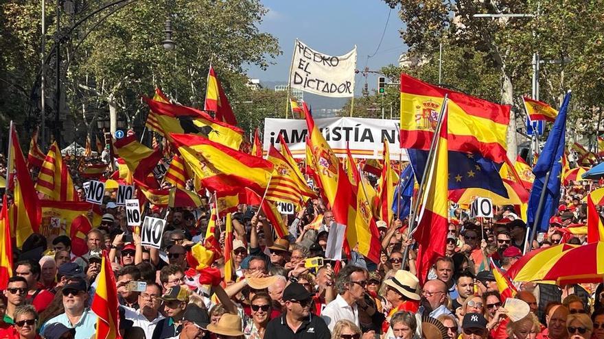 La manifestació en contra l'amnistia i l'autodeterminació en imatges