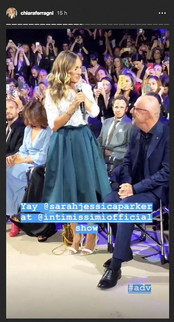 Sarah Jessica Parker durante el desfile de Intimissimi