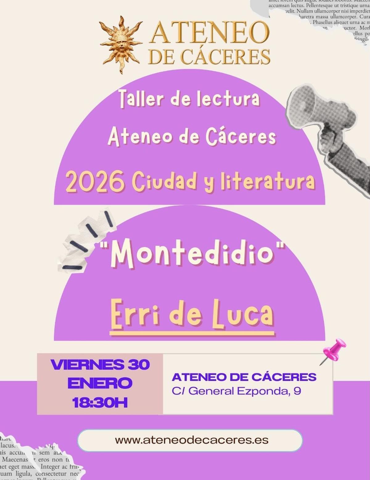 Cartel oficial del taller en el Ateneo de Cáceres.
