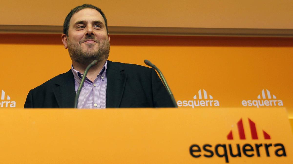 Oriol Junqueras, en la sede de ERC, el 3 de octubre de 2011