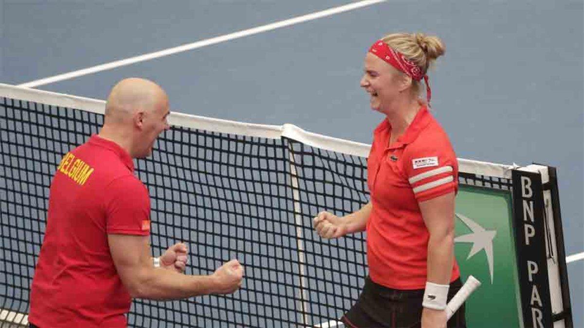 Bonaventure celebró la victoria ante Muguruza