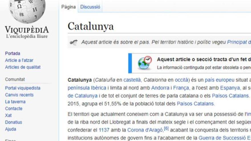 La Viquipèdia ya refleja que Catalunya es &quot;un país europeo&quot;