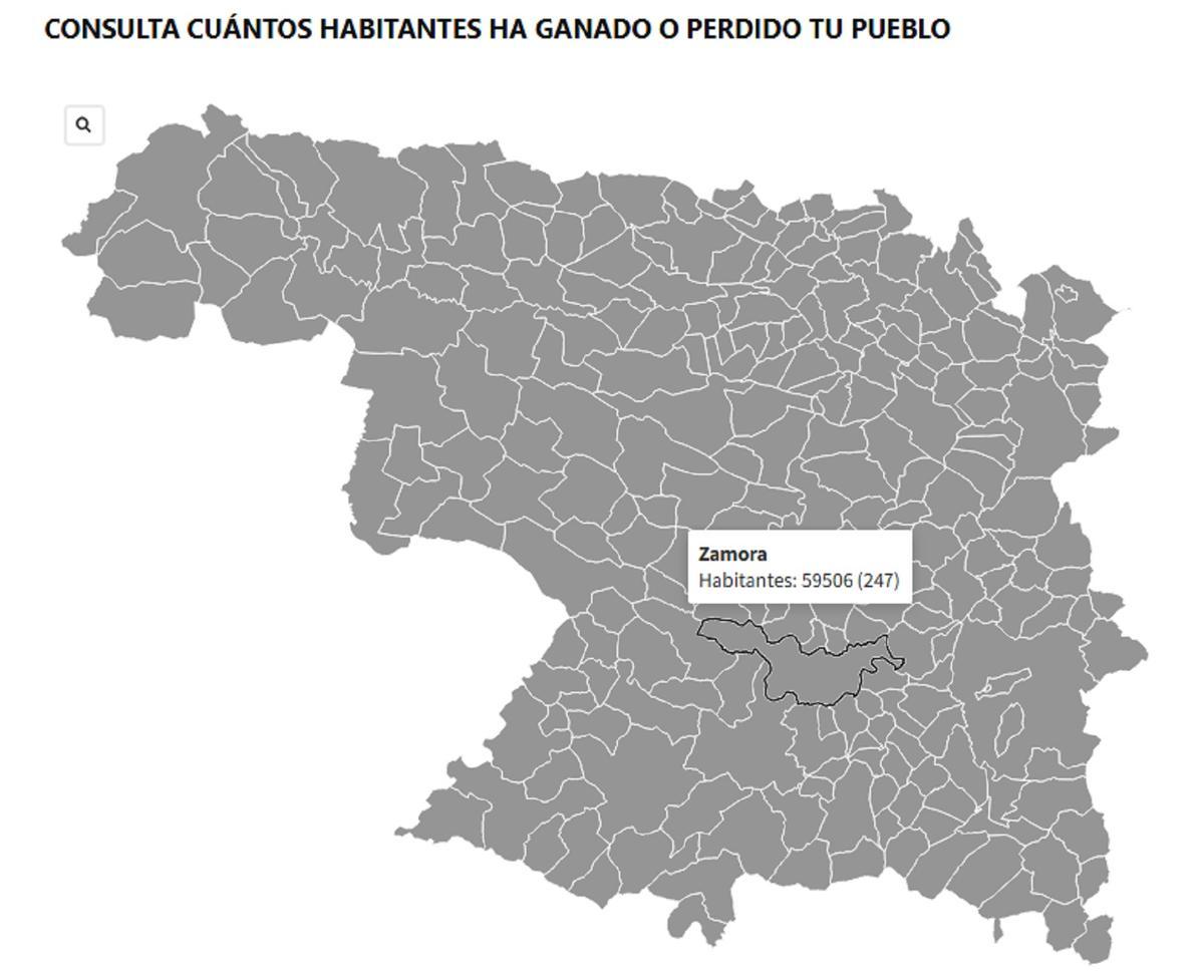 Mapa de Zamora, consulta la población.