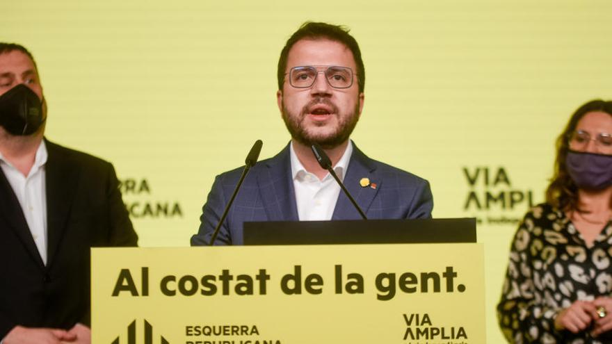 El cap de llista d&#039;ERC a les eleccions al Parlament, Pere Aragonès, en roda de premsa