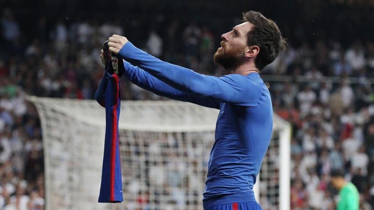 Messi, en el último clásico en el Bernabéu