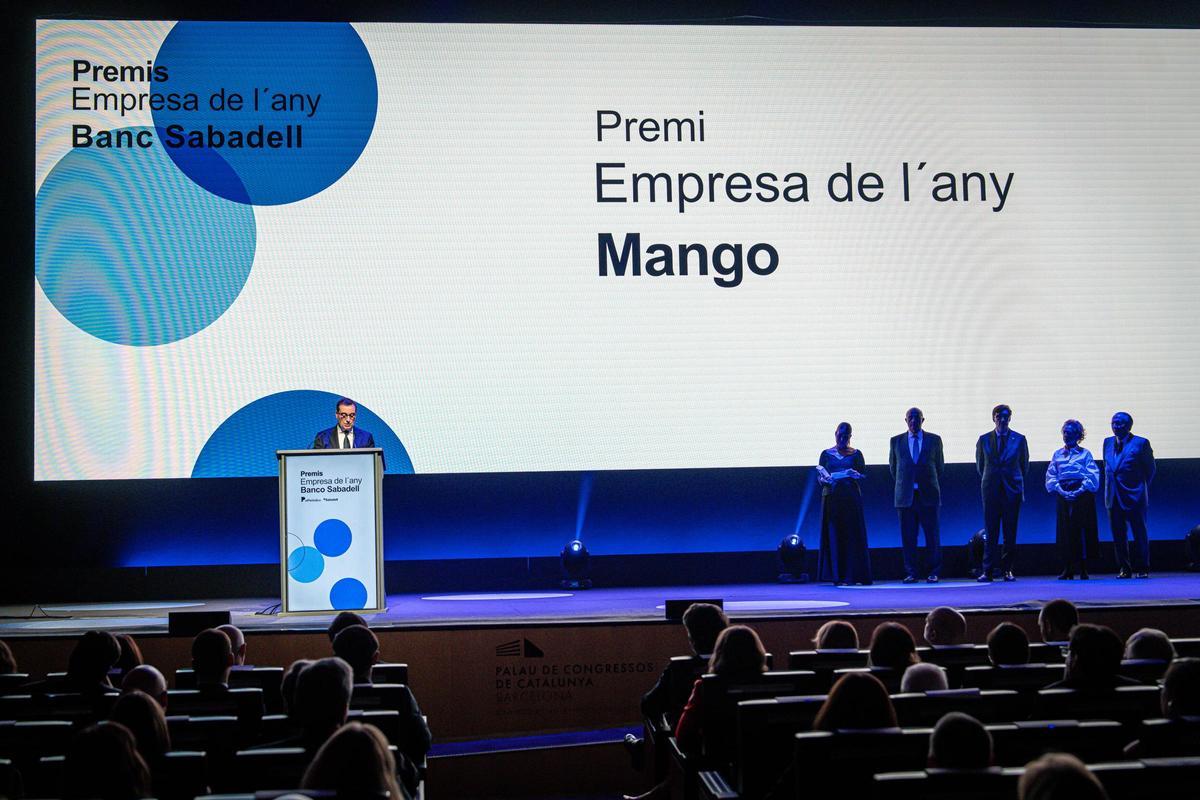 Toni Ruiz, CEO de Mango, durante su parlamento tras recoger el premio Empresa del Año 2024