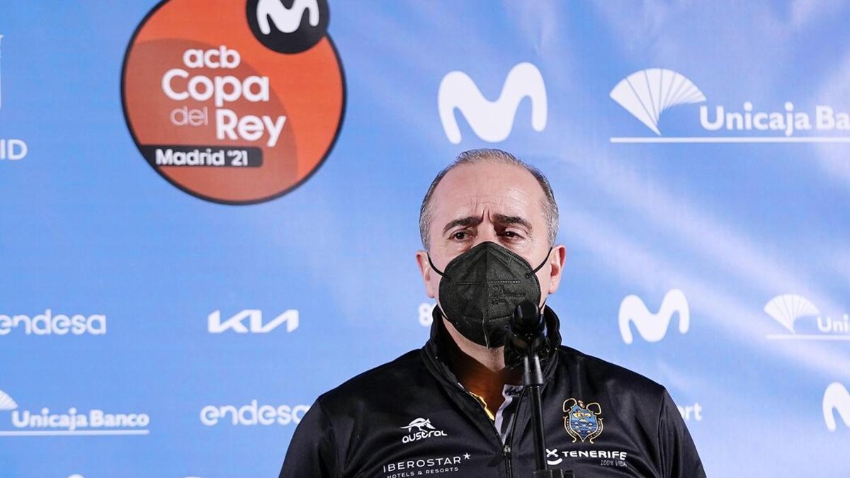 Txus Vidorreta, en zona mixta de la Copa ACB