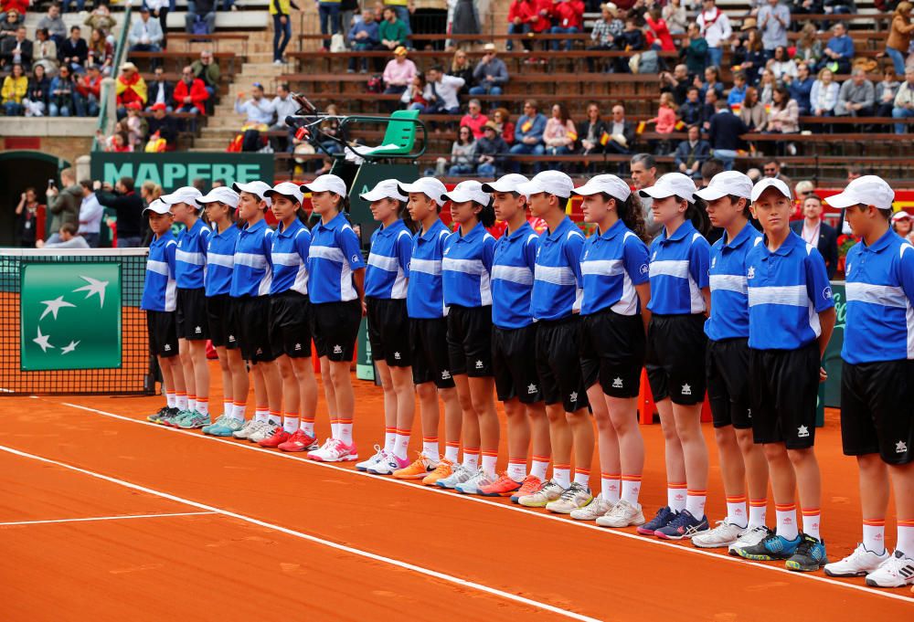 Primer partido de la Copa Davis en València entre Ferrer y Zverev.