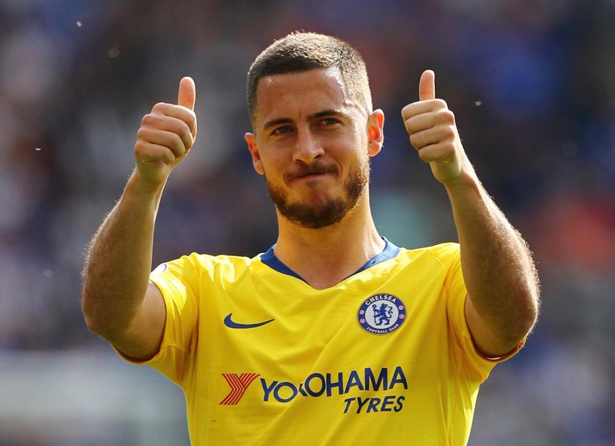 Soccer Football - Premier League - Leicester City v Chelsea - King Power Stadium, Leicester, Britain - May 12, 2019  Chelsea’s Eden Hazard gestures after the match           REUTERS/Eddie Keogh  EDITORIAL USE ONLY. No use with unauthorized audio, video, data, fixture lists, club/league logos or live services. Online in-match use limited to 75 images, no video emulation. No use in betting, games or single club/league/player publications.  Please contact your account representative for further details.