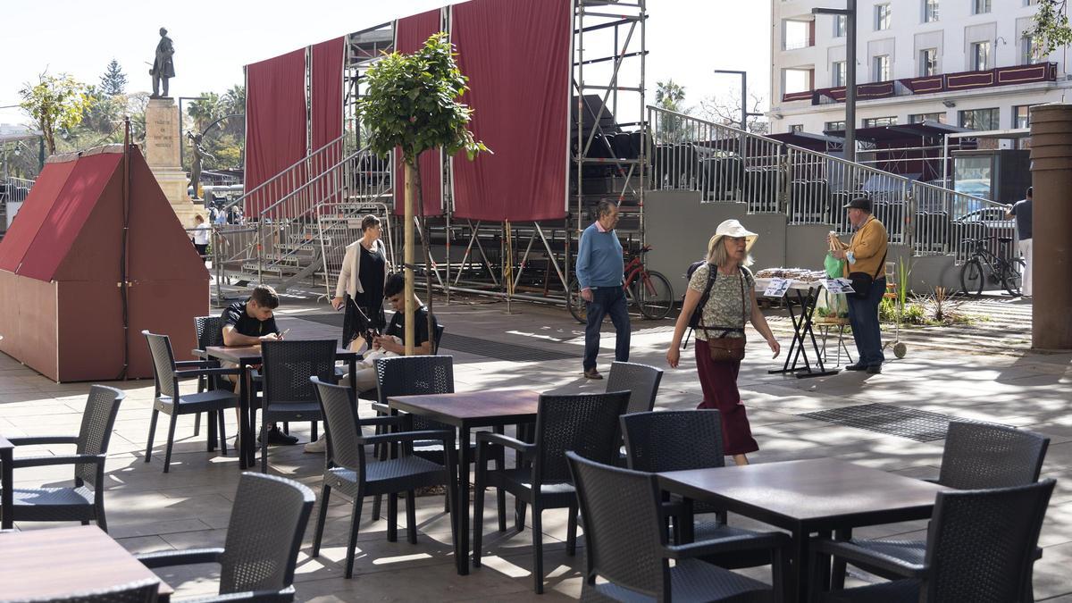 Terraza junto a la tribuna, en la Alameda Principal de Málaga.