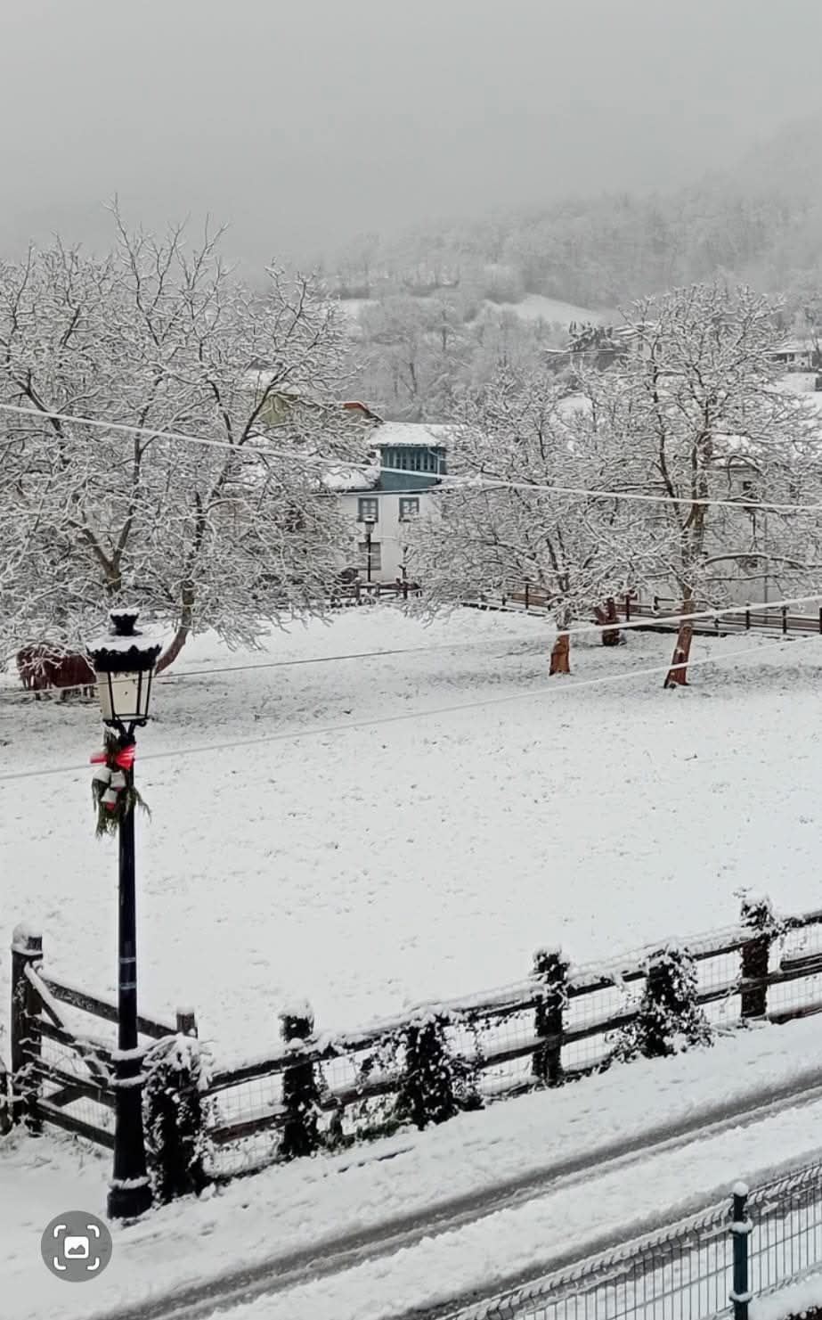 La nieve cubre de blanco varias localidades de montaña de Asturias