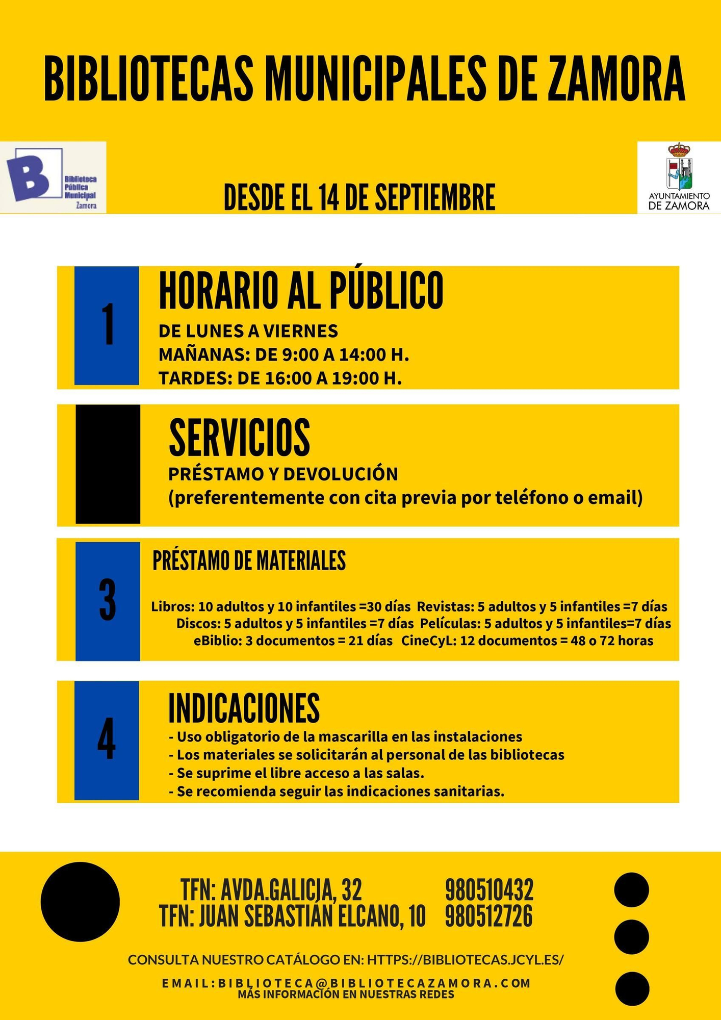 Cartel de las bibliotecas municipales de Zamora.