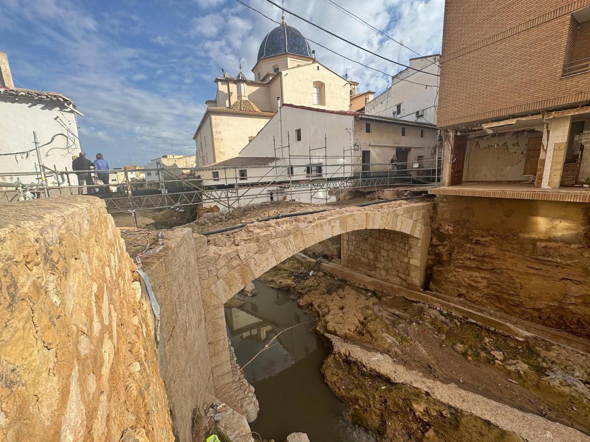 Tramo del barranco de Chiva en el que la velocidad de la corriente de la riada supero los 50 km/h.