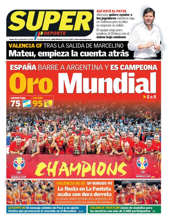 Portada SUPERDEPORTE lunes 16 septiembre 2019