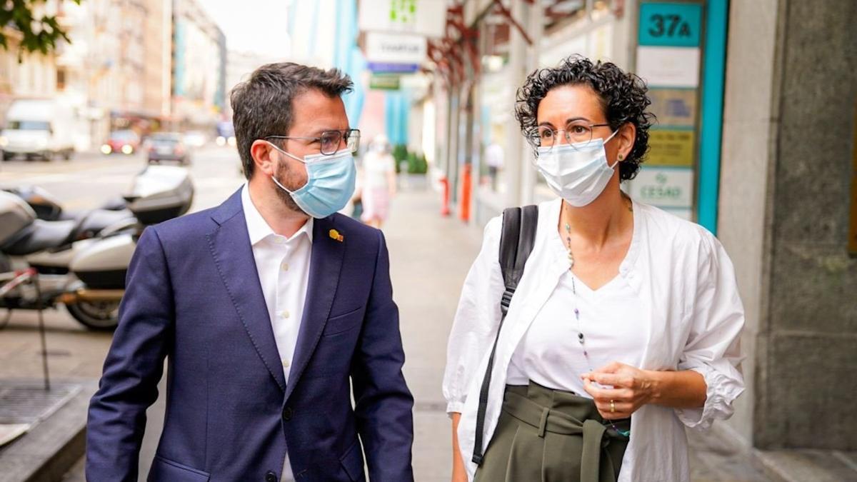 Pere Aragonès y Marta Rovira, en Ginebra